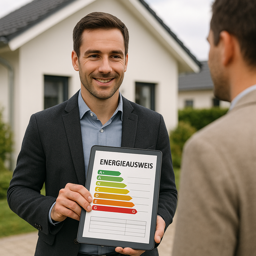 Energieausweis Bedarf für Einfamilienhaus mit berechneten Energiekennwerten und Effizienzklasse