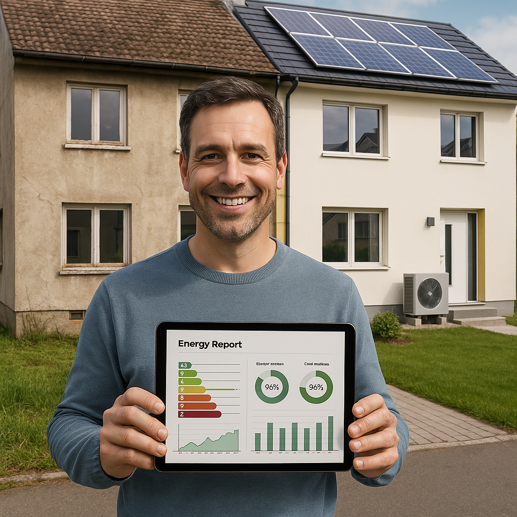 Visualisierung eines Sanierungsfahrplans mit Etappen zur energetischen Modernisierung